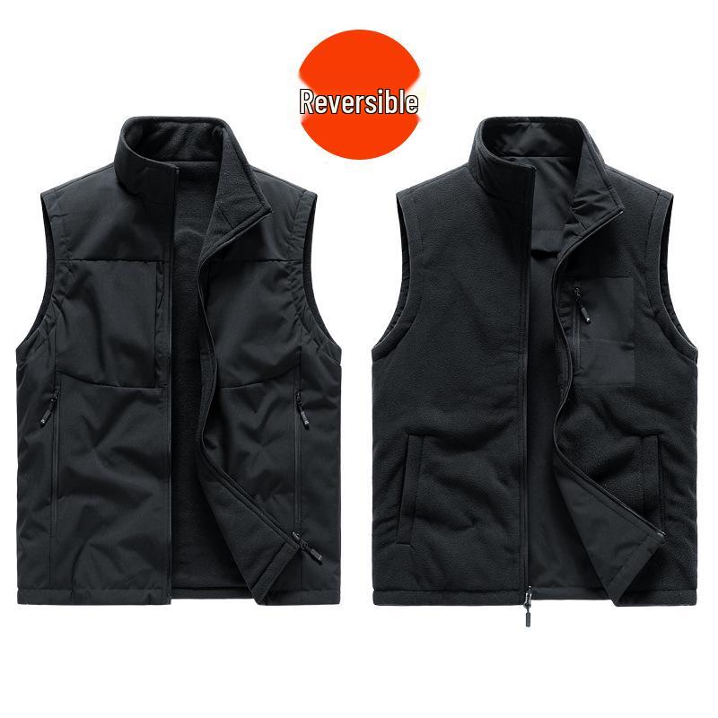 Wendbare Fleeceweste für Herren: Herbst-/Winterstil, Plus-Samt, vielseitige, lockere Passform, ärmellose Outdoor-Arbeitskleidung.
