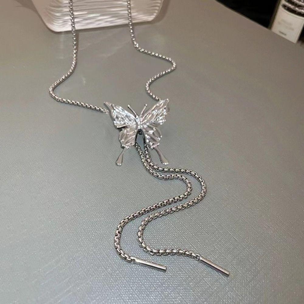 Sweet Butterfly Necklace Flower Women's Choker Adjustable Y2K Tassel Necklace  Gifts