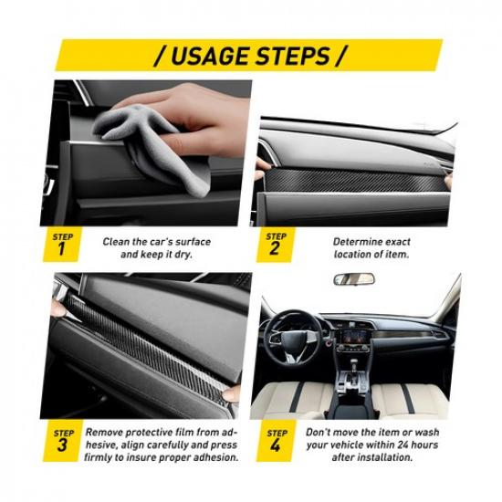 Fit Honda Civic 2016- Front Center Dashboard Console Panel Carbon Fiber Trim