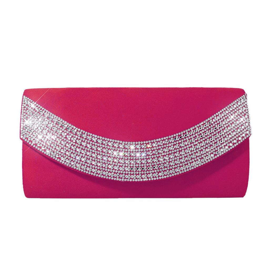 

Stylish Rhinestone Evening Purse Velvet Material Small And Fashionable Certificate Pocket RoseRed