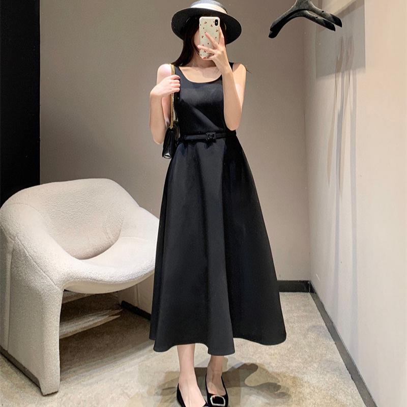Early Spring U-neck Slim-fit Waistband Vest Dress - Simple Classic Casual Style
