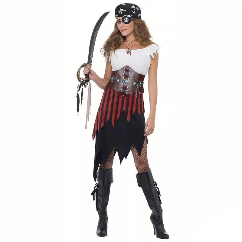 Pirate Costume Accessories Pirate Hat,Medieval Corset Eye Patches Waist Belt Necklace Halloween Pirate Queen Outfits