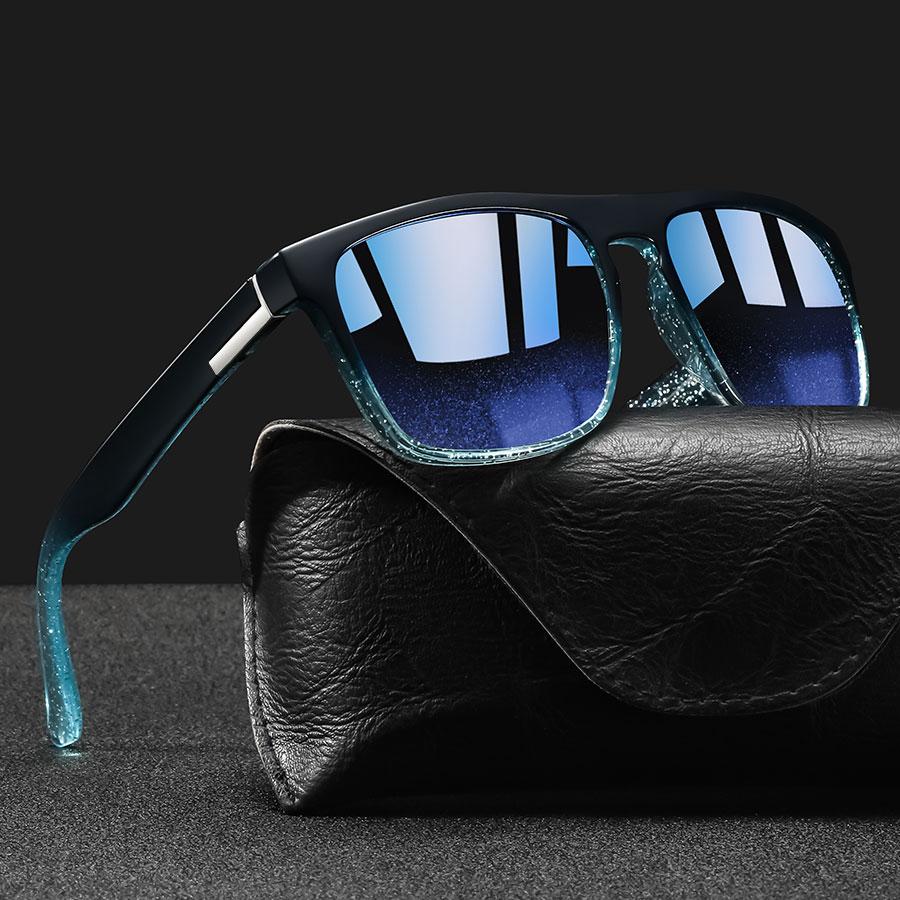 Fashion Vintage Square Glittering Sunglasses Men Women Fishing Driving Man Luxury Brand Designer Sun Glasses UV400 Eyewear