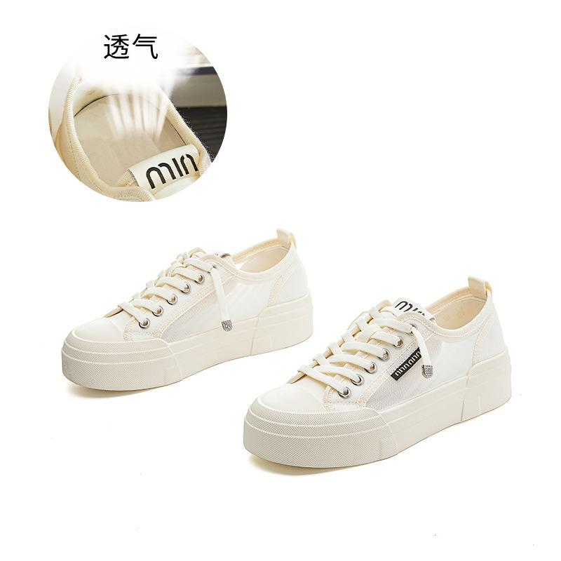 Mesh breathable little white shoes women's summer new women's casual single shoes platform solid color board shoes versatile women's shoes