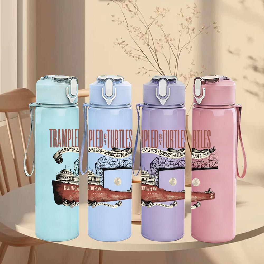 1PC Vintage Western Pistol Text Graphic Print 750ml Portable Sports Water Bottle Leakproof Gym Outdoor Travel Drink Cup