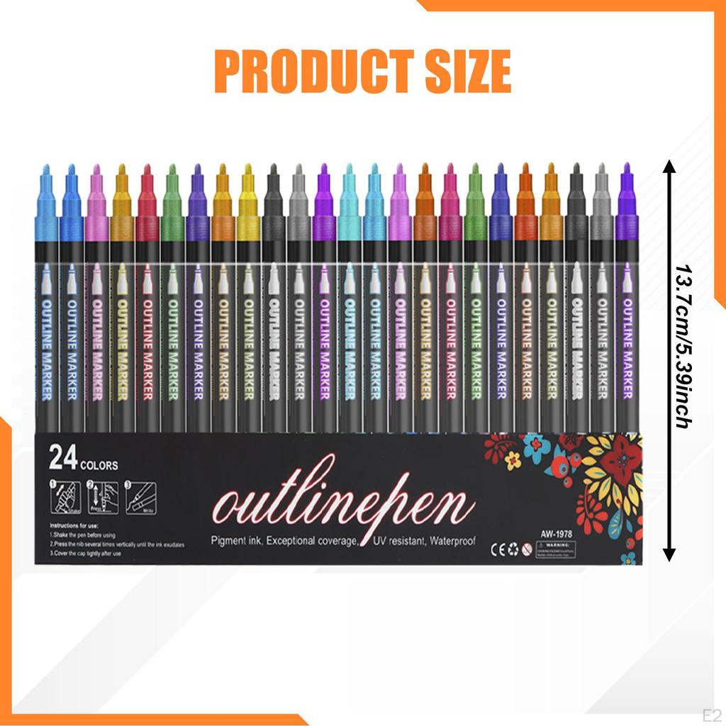 Double Line Outline Markers Craft Pens School Supplies Highlighter for Making Cards