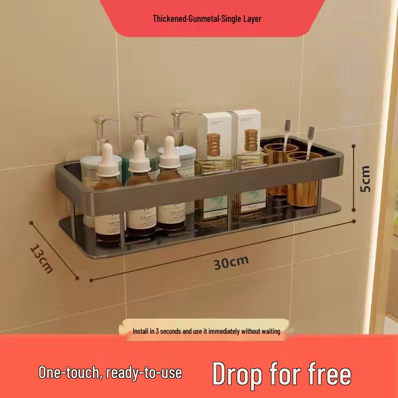 Punch-Free Suction Cup Bathroom Corner Shelf - Wall-Mounted Storage Rack for Kitchen and Washroom