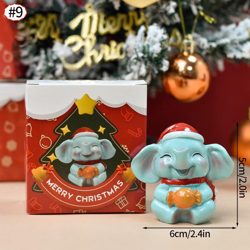 Christmas Decorations Resin Miniature Figurines Mini Santa Claus Snowman Xmas Tree For Xmas Goodie Bag Fillers Party Favors