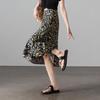 SOFSIL Women's Black Floral Print A-Line Midi Skirt