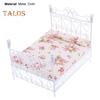 TALOS Dollhouse Bed European Style Accessories Metal Mini Double Bed Props Supplies for Room Scene
