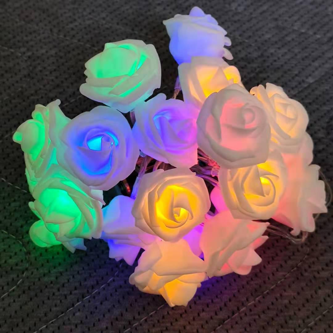 

Romantic LED Foam Rose String Lights - Valentine s Day & Girly Heart Room Decor Battery 1.5m 10 Lights Steady