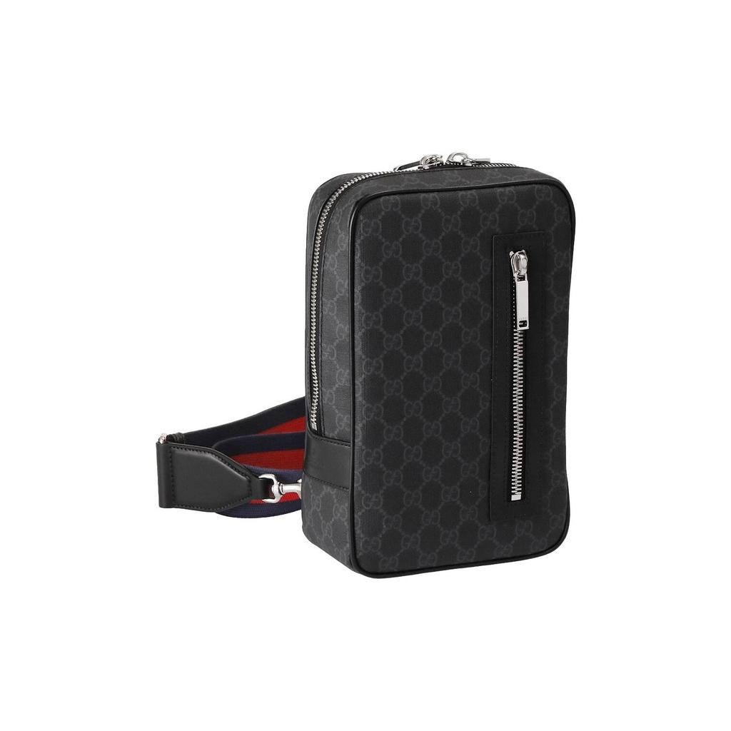 Gucci Iconic Web Stripe Shoulder Strap PVC Crossbody Bag Men bags Black 792078-FADJM-1043