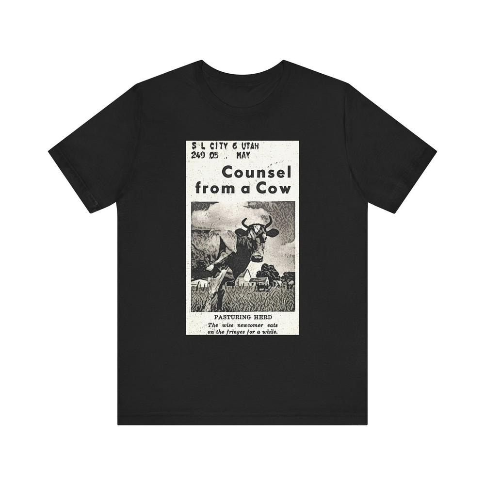 

Counsel From A Cow Art Short Sleeve Tee Shirt Graphic Print Crewneck Gift Unisex L
