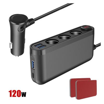 3USB QC3.0 Fast Charge + PD 120W Car Conversion Charger 3 In 1 Cigarette Lighter