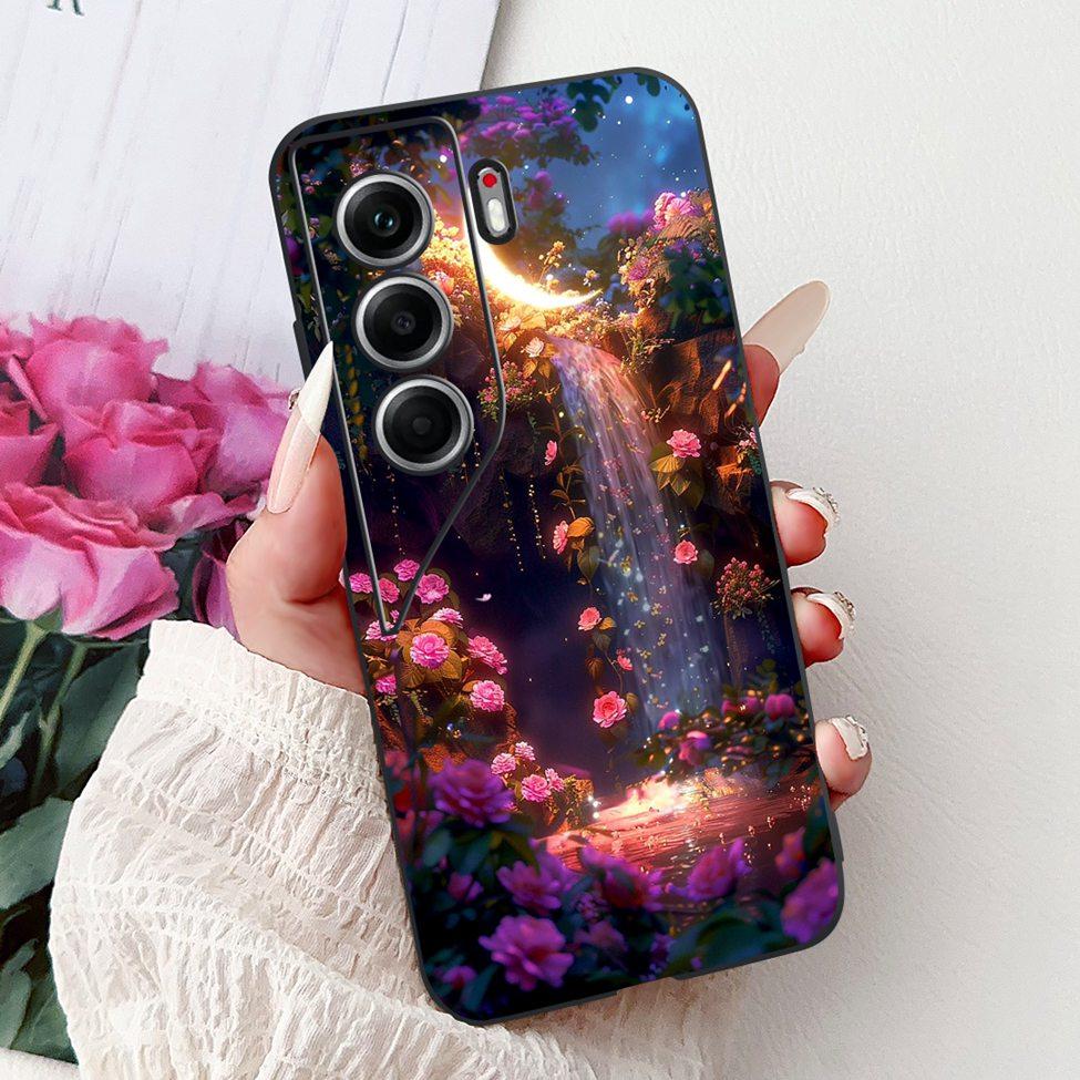 For Tecno Camon 40 Case CM5 Silicone Cute Cat Fashion Flowers Funny Painted Back Cover For Techno Camon 40 Phone Case Bumper