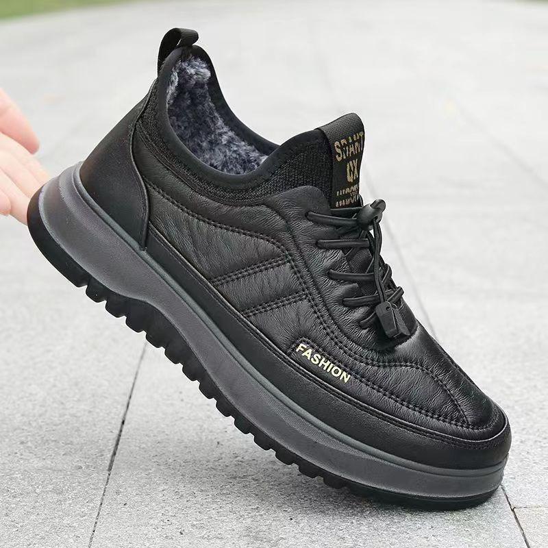 Sports and leisure shoes men's autumn and winter trend velvet warm leather surface non-slip white shoes board shoes
