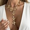 SHIXIN Elegant Alloy Flower Long Pendant Necklace Women Vintage Luxury Gold Color Adjustable Choker Necklace Party Jewelry Gift