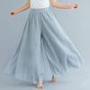 Summer Women's Trousers Artistic Large Size Cotton and Linen Wide-leg Trouser Skirt Linen Skirt Elastic Waist Solid Color Ethnic Style Trouser Skirt