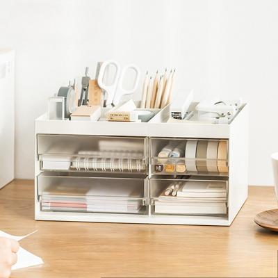 Desktop High Aesthetic Minimalist Storage Box, Large Capacity Dust-proof Plastic Pen Holder