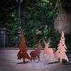 Rust Art Outdoor Christmas Decoration Set With Trees And Deer 4 Pieces