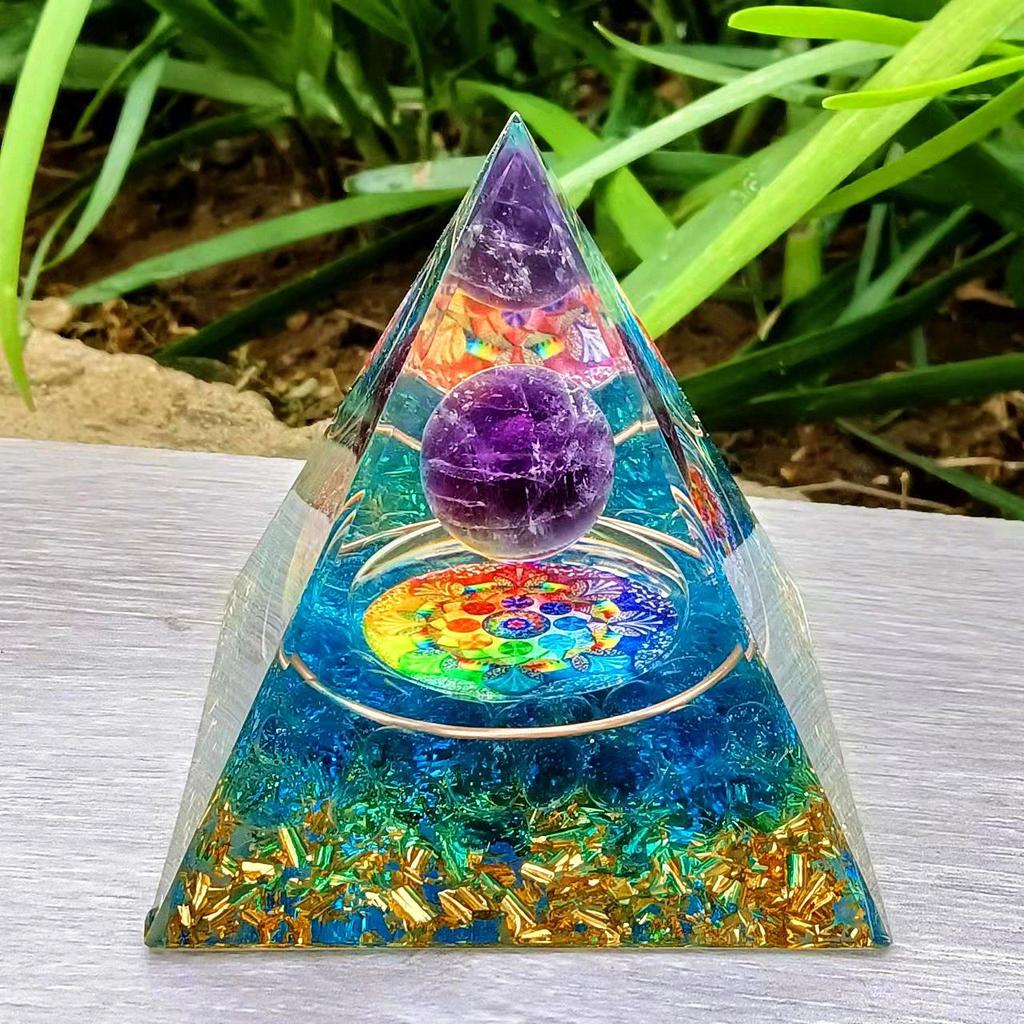 Crystal Stone Pyramid Resin Decor: Home, Office, Car Ornaments