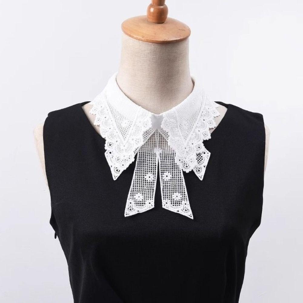 Mode Spitze Floral Falscher Kragen Abnehmbar Schwarz Weiß Falscher Kragen Dekoration Kragen Damen Mädchen