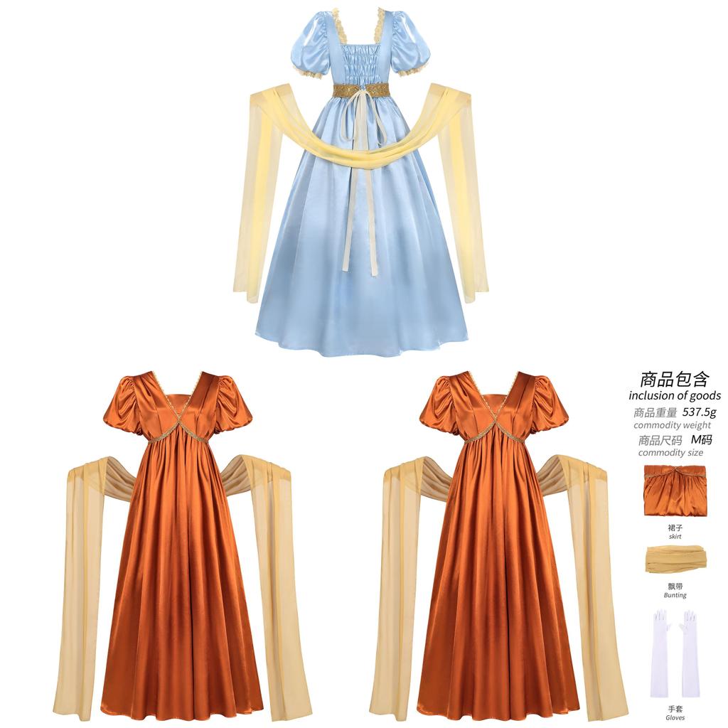 Midieval Fantasy Cosplay Dress With Linen Fabric For Stage Performances And Casual Events