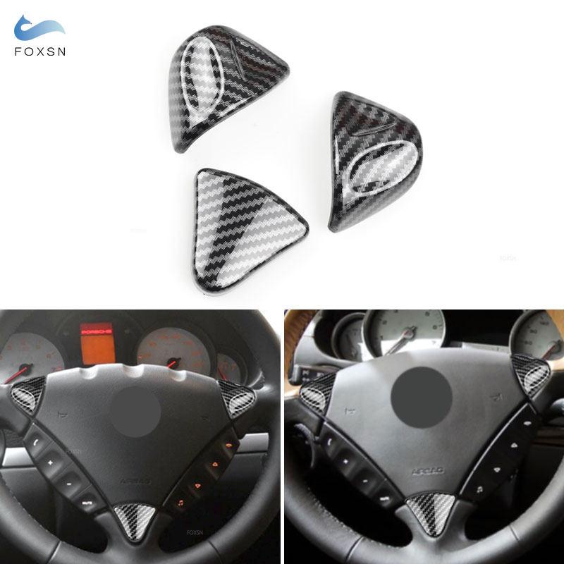 

3 шт. ABS салон автомобиля чехол на руль отделка из углеродного волокна текстура для Porsche Cayenne 2006 2007 2008 2009