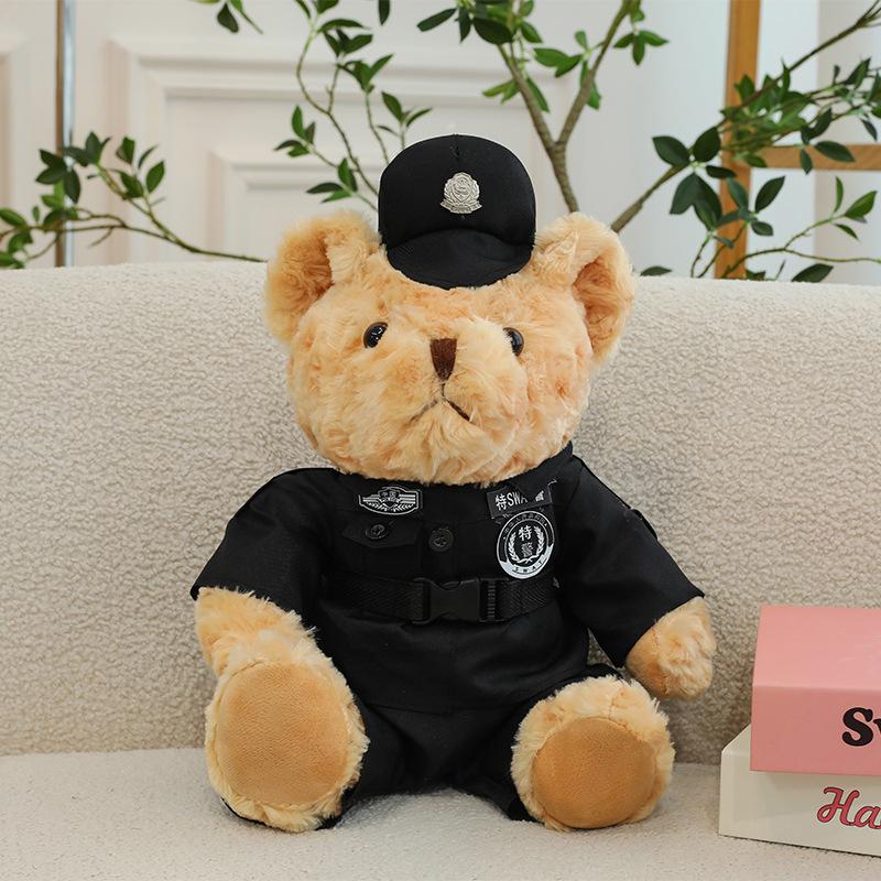 New Style Police Bear Doll Cute Firefighter Police Officer Reflective Riding Suit Plush Toy Traffic Police Bear Doll