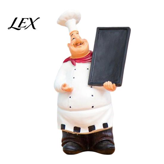 Cartoon-Koch-Dekorationsfigurine, Harz-Arbeitsplatten-Tischdekoration, Lustige Statue mit Küchen-Deko-Ornament Gewürzflasche/Flaschenöffner/Nachricht