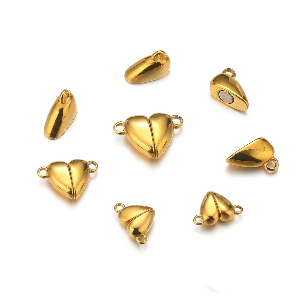 1set No Fade PVD Gold Stainless Steel Heart Magnetic Clasps Bead Clasp Buckles for Bracelet Necklace Findings DIY Jewelry Making