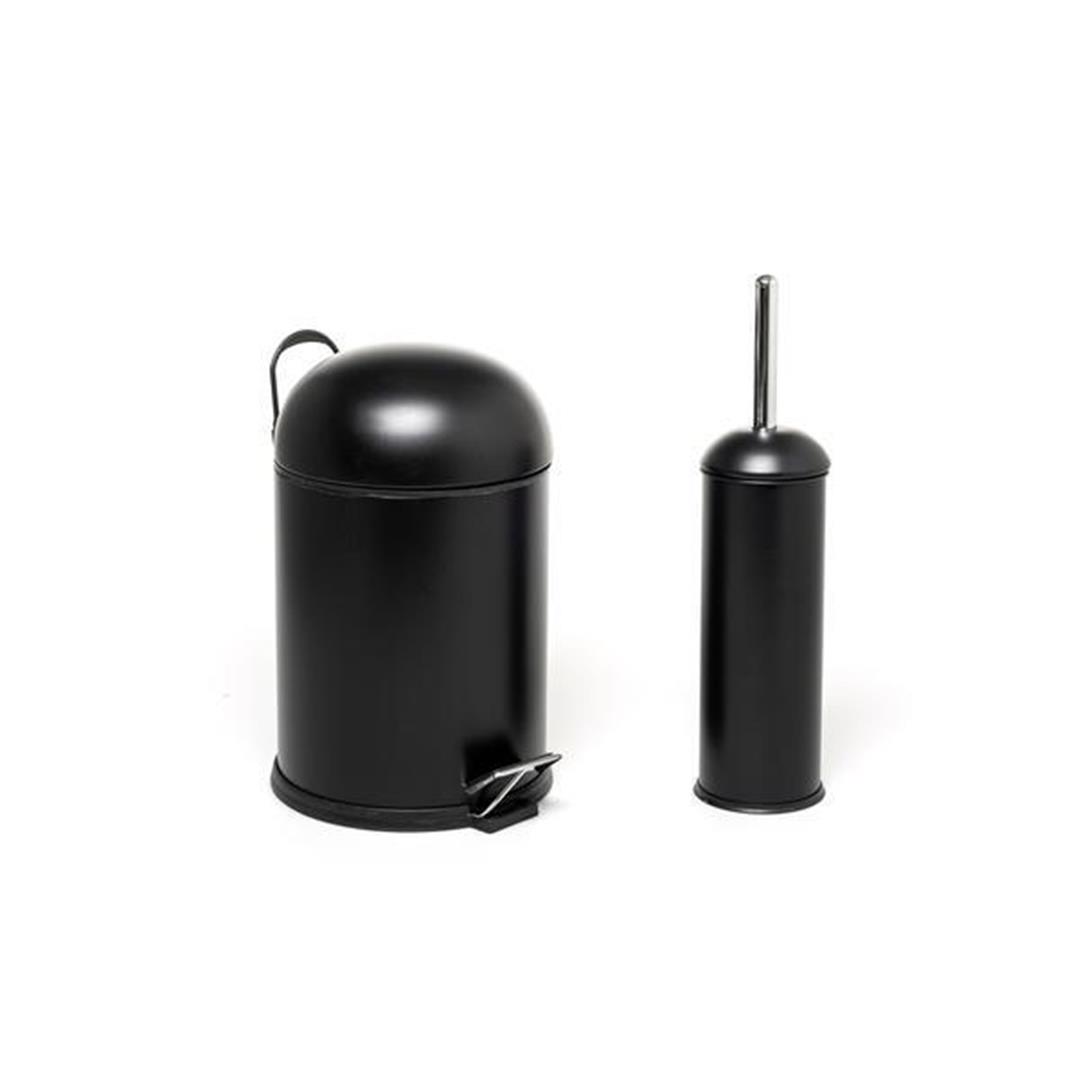 

Dibanyo Bon Pedal Trash Can and WC Toilet Brush Set Black 33.5x20.5 cm чорний