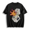 Vintage Flame Lighter Print T-shirt Retro American Street Style Unisex Casual Top Pure Cotton T-shirt