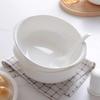 High-Quality White Bone China Double Ear Noodle Bowl – Stylish, High-Temperature Resistant, Deep Plate for Young People