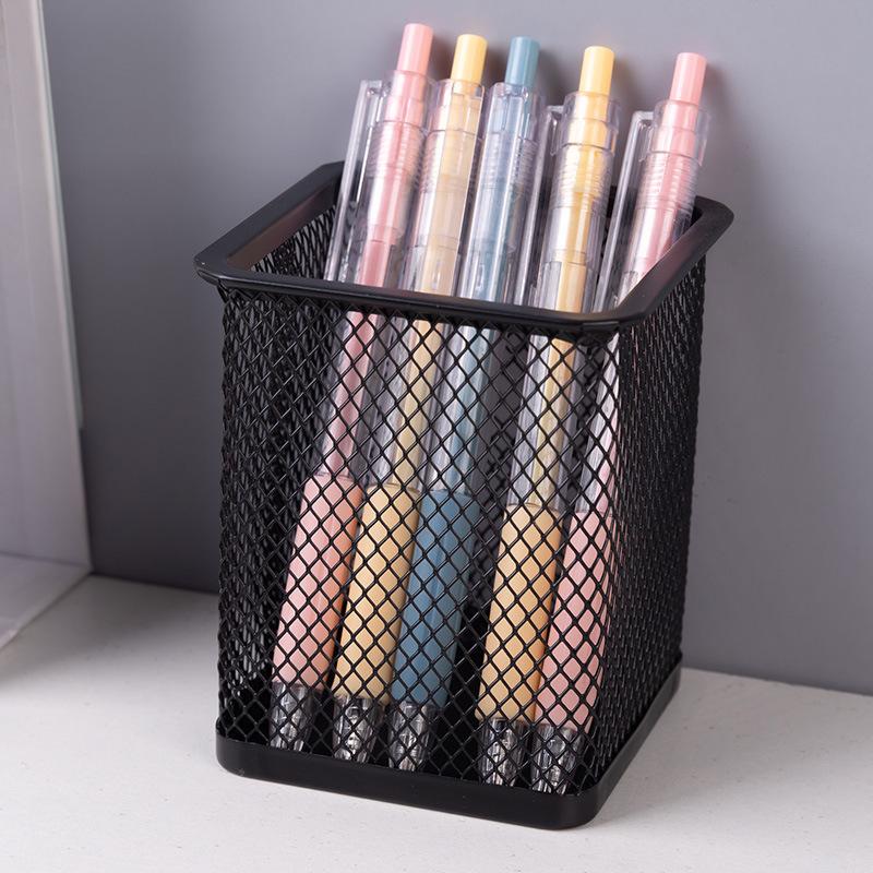 Stationery Pencil Bag Desktop Pencil Bag Creative Metal Mesh Hollow Design Student Color Pencil Large Capacity Pencil Bag