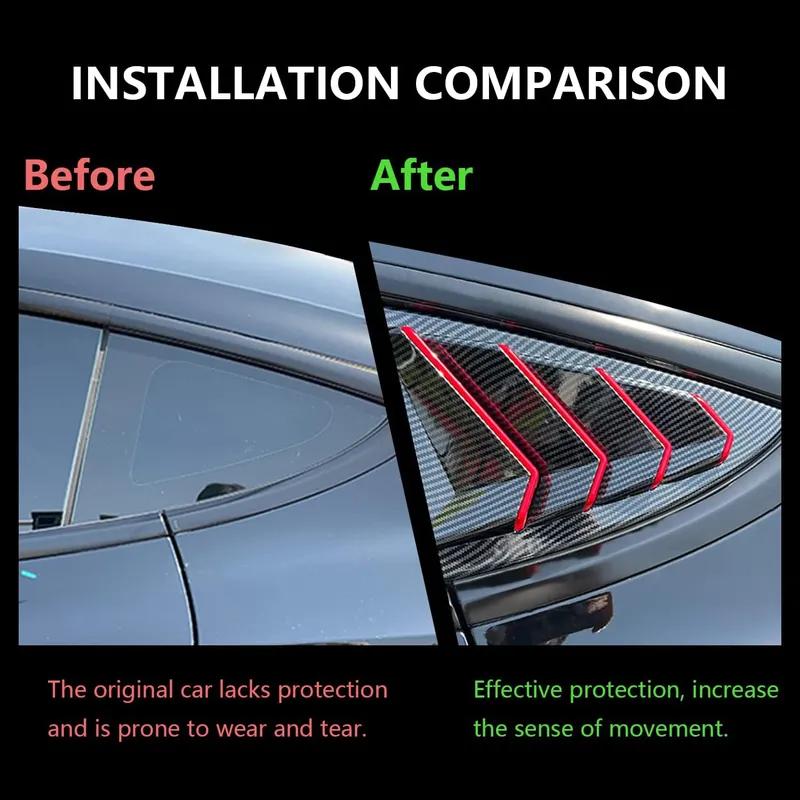 For Tesla Model 3 2017-2023 Car Rear Louver Window Side Shutter Cover Trim Sticker Vent Scoop ABS Carbon Fiber Red Accessories