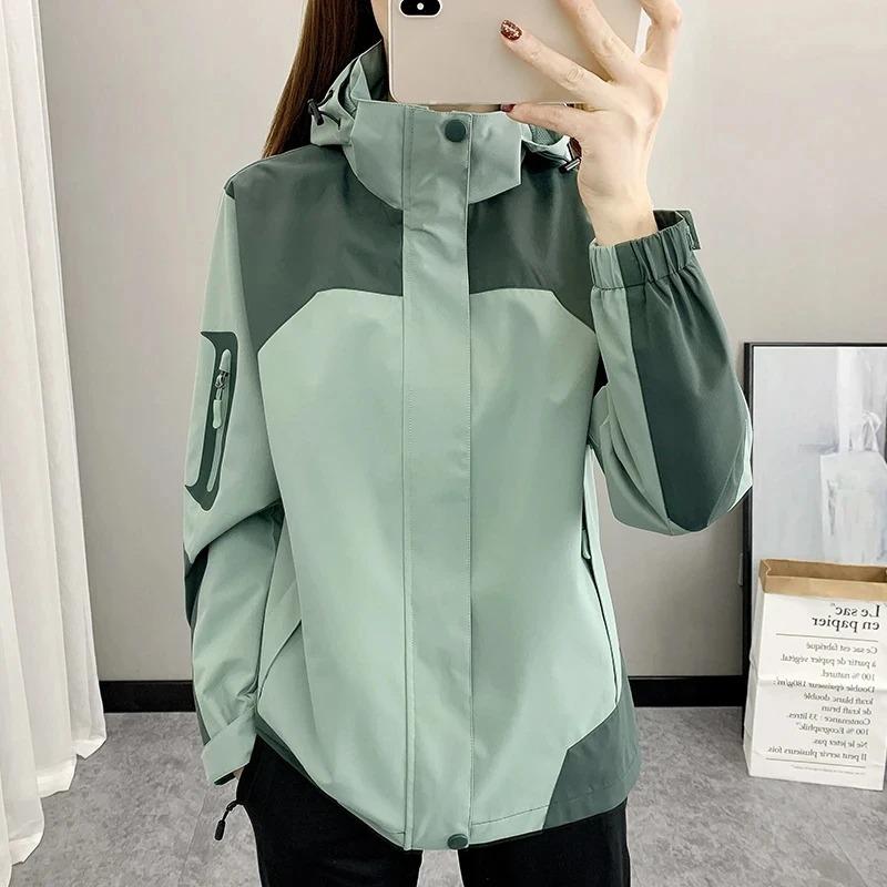 Women's Coat Joker Waterproof Windproof Single Layer Jacket Long Sleeve Zipper Sport Hooded Jackets Outwear