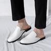 New Fashion Men Half Slippers Loafers Male Casual White Black Patent Leather Mules Moccasins Breathable Slip On Driving Shoes