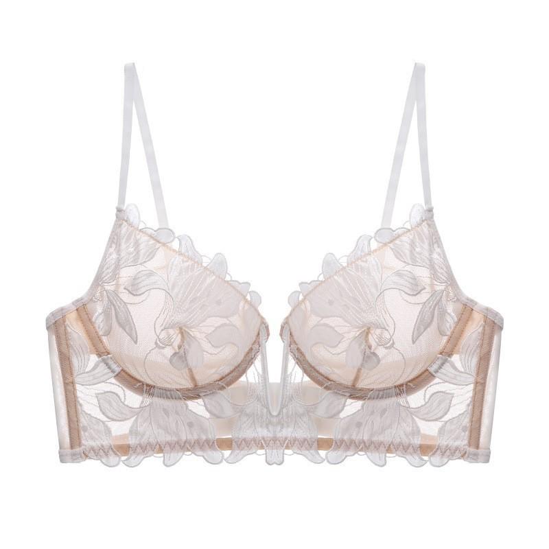 "Sexy Deep V Embroidered Lace Push-Up Lingerie Set for Enhanced Curves"