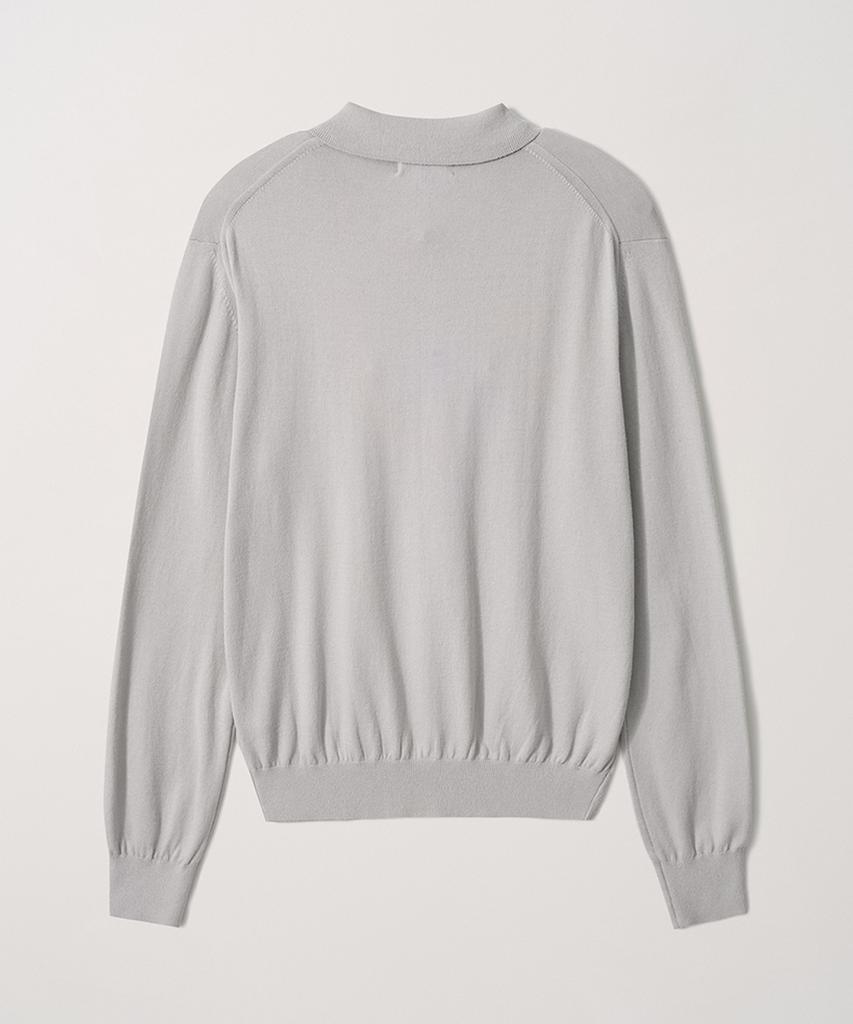 EDWARDMAX 5-Button Cotton Collar Summer Long Sleeve Knit (Gray)