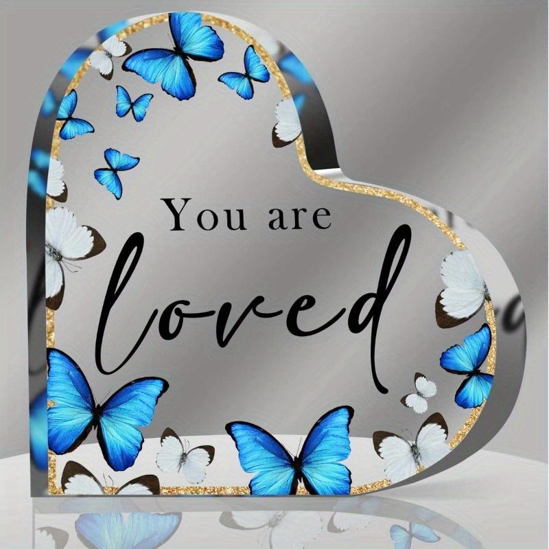 

Butterfly Sign with Inspirational Heart, Perfect Tables Centerpiece, Appreciation or Birthday Gift for A Special Friend or Coworker, Nurseries, Home D 10*10cm
