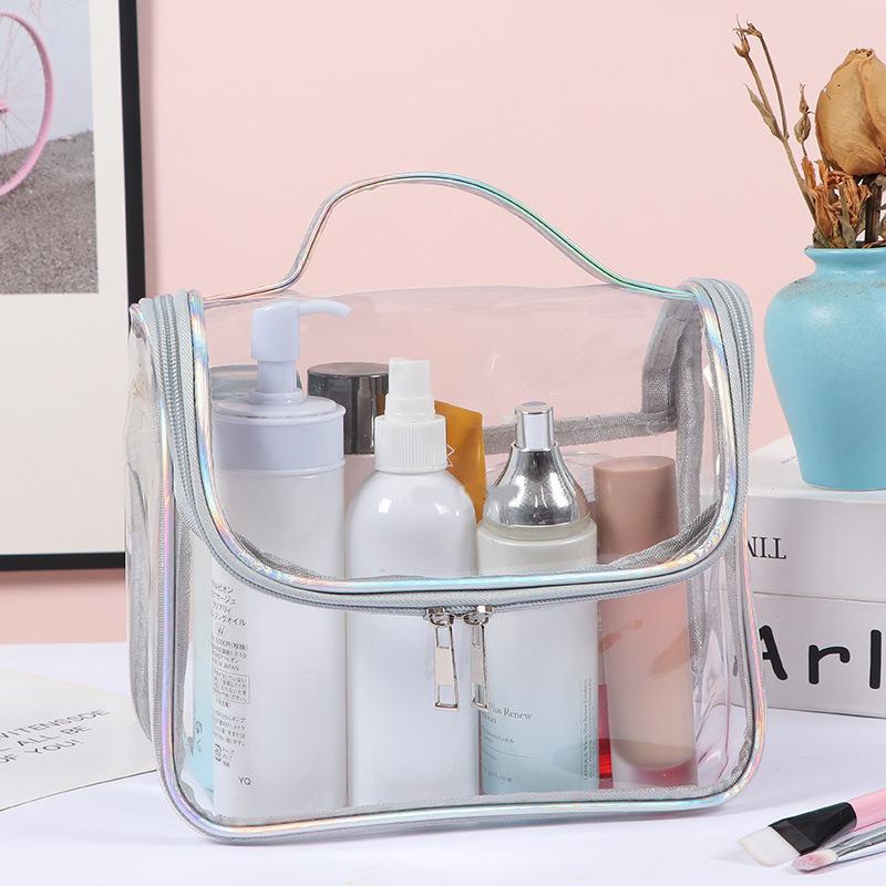 

Transparent PVC Waterproof Cosmetic and Toiletry Handbag with Large Capacity 23*12*19cm срібний