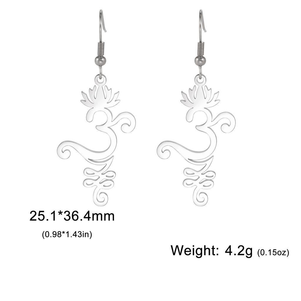 Teamer Yoga Lotus Flower Dangle Earrings Stainless Steel Unalome Pendant Earrings Women Buddhism Bohemian Spiritual Jewelry Gift