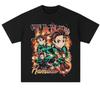 2025 Elegante Maglietta a Maniche Corte Stampata Demon Slayer Tanjiro Nezuko per Uomo e Donna Abbigliamento Anime T-shirt