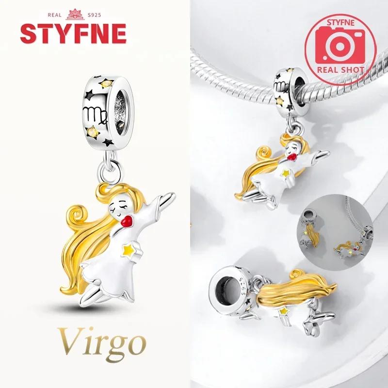 Original Copper Cute Aries Cartoon Constellation Red Cancer Luminous Pisces Charm Beads Fit Bracelet Girl Diy Gift Accessory