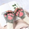 Women Bear Plush Cat Paw Claw Gloves Winter Faux Fur Cute Kitten Fingerless Mittens Gloves Christmas Halloween For Womens Girls