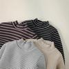 Kids' Winter Striped Velvet-Enhanced Thick Warm High-Collar Long-Sleeve T-Shirt