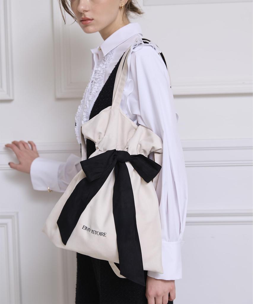 EIMY Logo Ribbon Tote (Black)