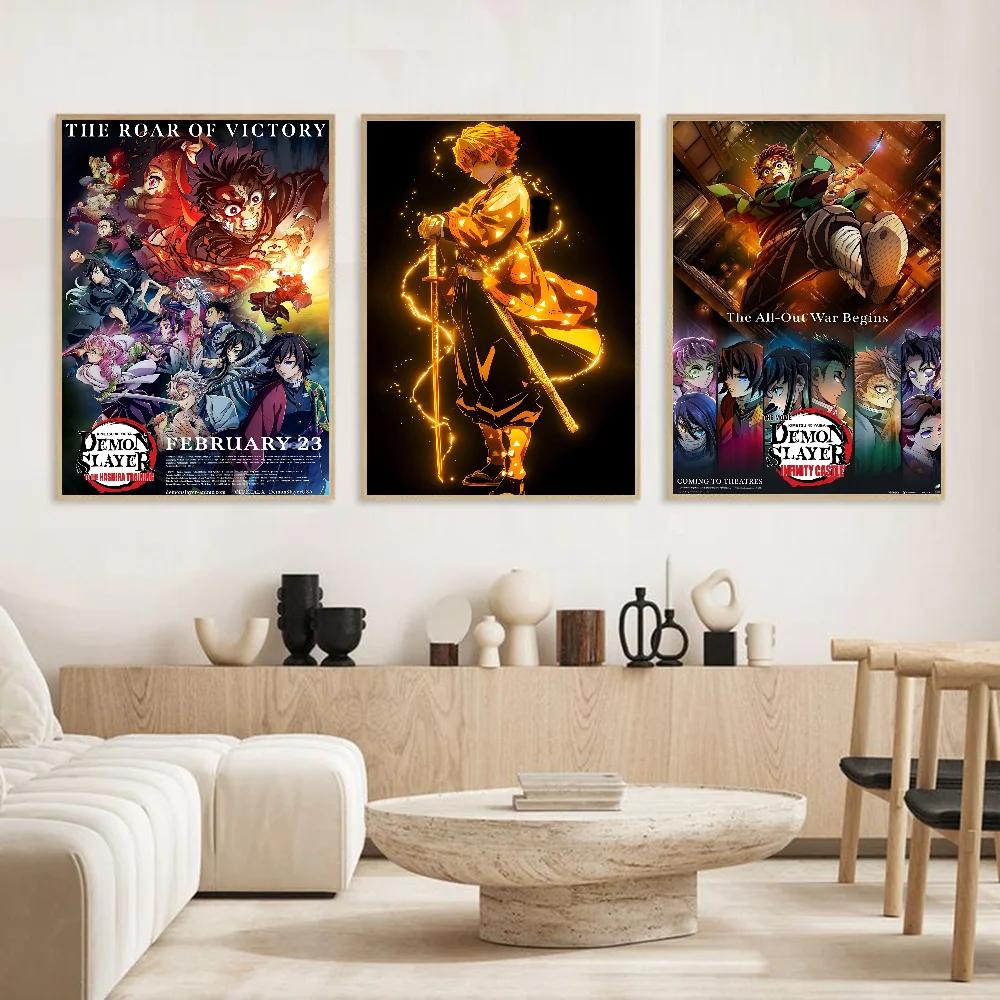 Anime Figurka Demon Slayer Plakát HD umění lepicí na zeď vodotěsný domov obývací pokoj ložnice bar estetická dekorace