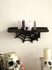 Halloween Black Wooden Wall Shelf Gothic Bat Moon Hollow Pattern Floating Shelf Crystal Holder Witch Room Decor Goth Home Decor